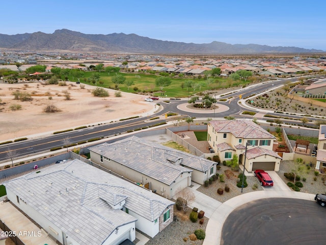 aerial view with a mountain view and a residential view