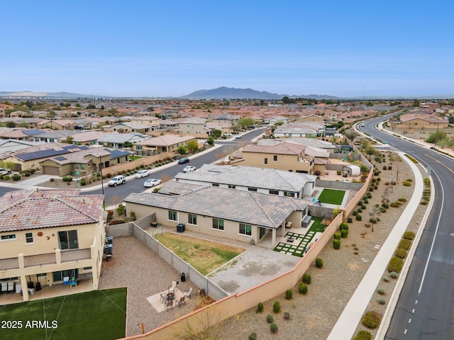 aerial view with a residential view and a mountain view