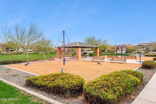 view of jungle gym featuring a gazebo