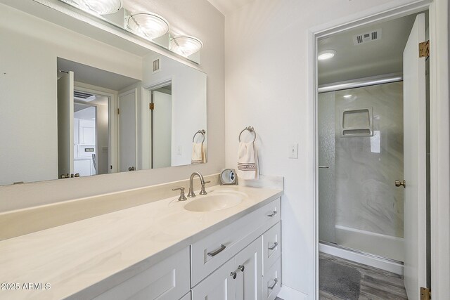 4554 E Paradise Village Pkwy N Unit 249, Phoenix, AZ 85032 - full bath with vanity, visible vents, and a shower stall