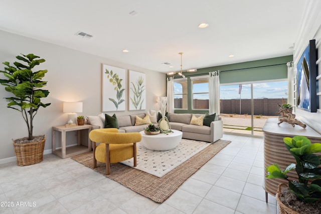 view of tiled living room