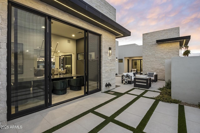 exterior space featuring an outdoor living space