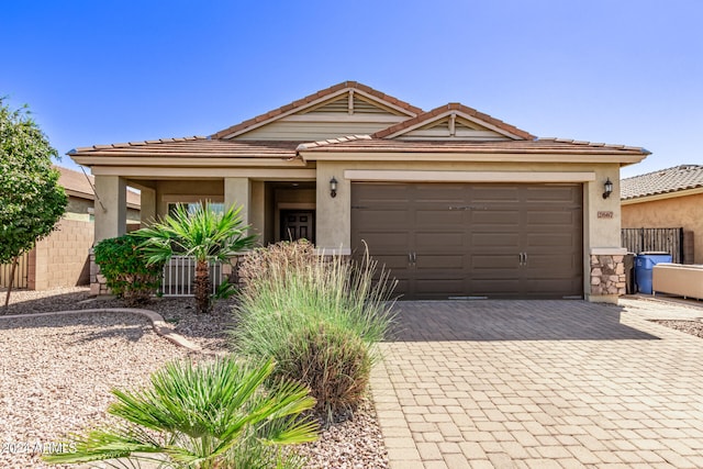 view of front of home with a garage