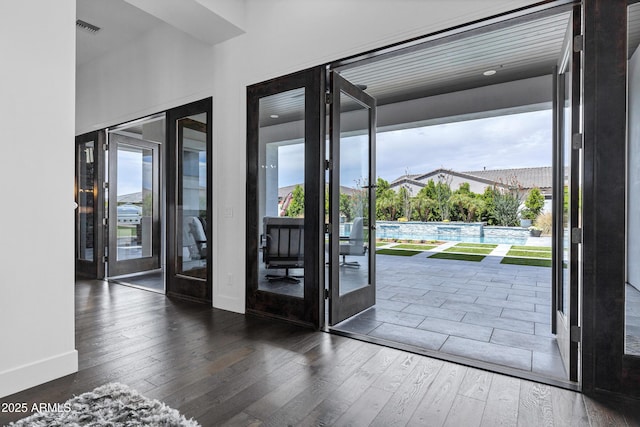 12228 E Wood Dr, Chandler, AZ 85249 - doorway to outside featuring french doors, baseboards, visible vents, and a wealth of natural light