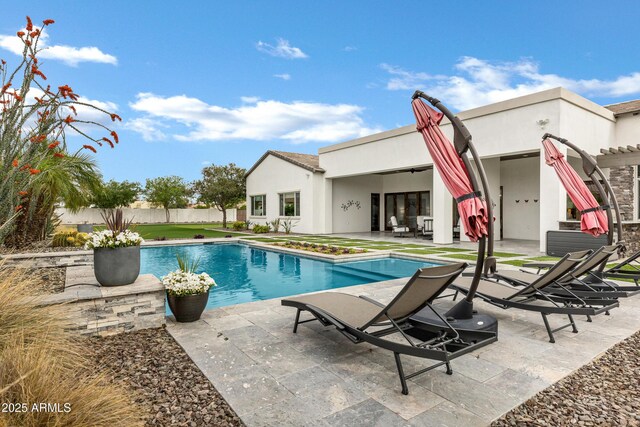 12228 E Wood Dr, Chandler, AZ 85249 - view of swimming pool featuring a fenced in pool, a patio, and fence