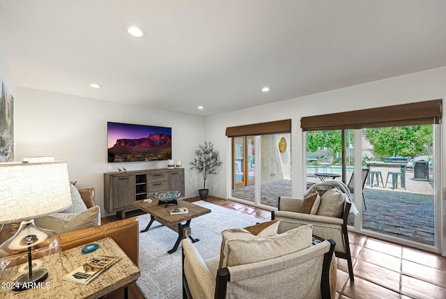 living room with light wood-type flooring