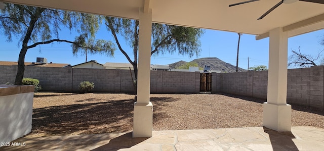 view of yard with a fenced backyard and a patio area