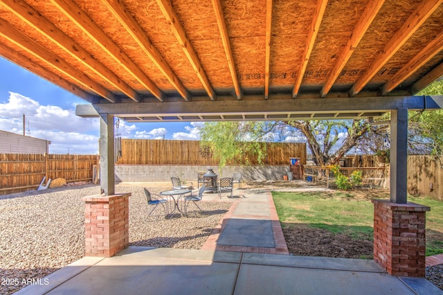 view of patio featuring a fenced backyard