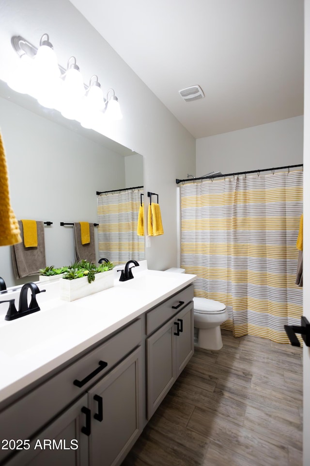 1364 W Spine Tree Ave, Queen Creek, AZ 85140 - bathroom featuring vanity, toilet, and wood finished floors