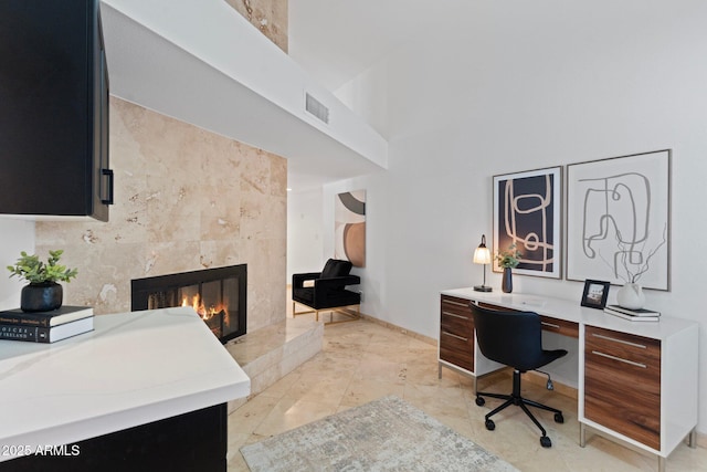 1509 W Kiowa Ave, Mesa, AZ 85202 - office area with a high end fireplace and a high ceiling