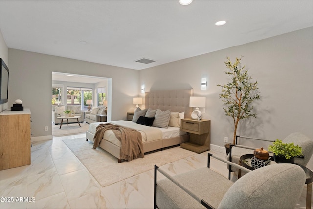 1509 W Kiowa Ave, Mesa, AZ 85202 - bedroom with light marble finish floors and recessed lighting