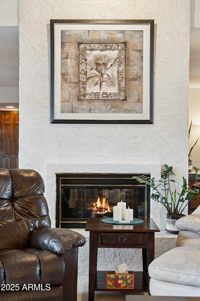 6208 E Paradise Ln, Scottsdale, AZ 85254 - interior space with a premium fireplace and a textured wall