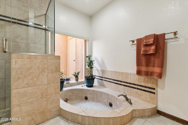6208 E Paradise Ln, Scottsdale, AZ 85254 - full bathroom with a stall shower, a garden tub, and tile patterned flooring