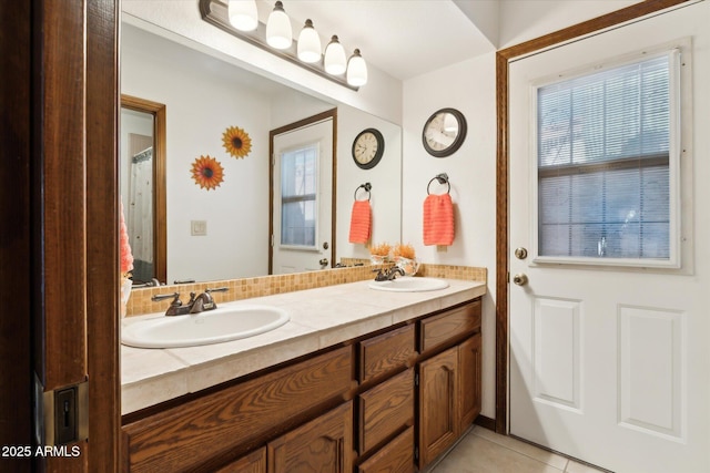 6208 E Paradise Ln, Scottsdale, AZ 85254 - full bath with tile patterned flooring, double vanity, and a sink