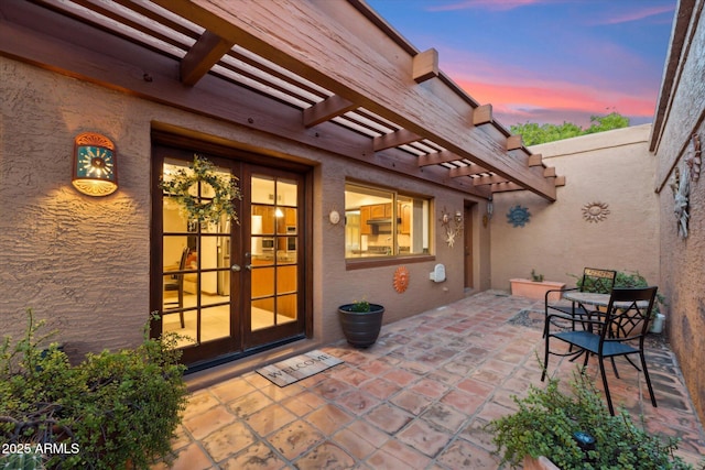 6208 E Paradise Ln, Scottsdale, AZ 85254 - view of patio featuring french doors and a pergola