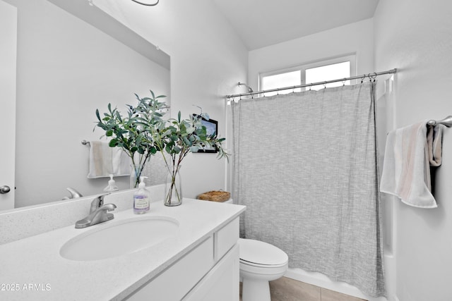 28435 N 249th Ln, Wittmann, AZ 85361 - full bathroom with vanity, toilet, shower / bath combo, and tile patterned floors