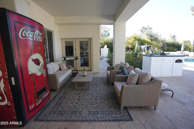 view of patio featuring an outdoor hangout area