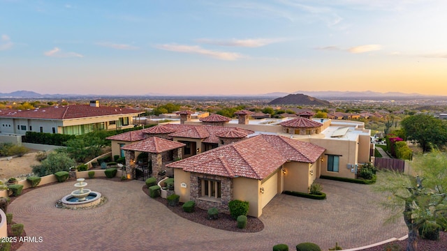 4328 N Pinnacle Ridge Cir, Mesa, AZ 85207 - aerial view at dusk of a mountain view and a residential view