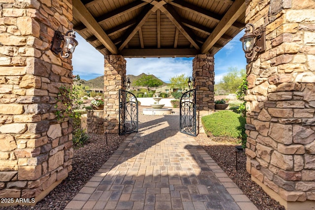 4328 N Pinnacle Ridge Cir, Mesa, AZ 85207 - view of patio featuring a gazebo and a gate