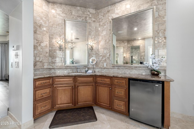4328 N Pinnacle Ridge Cir, Mesa, AZ 85207 - bar with fridge, tasteful backsplash, and a sink