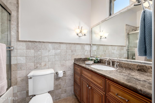 4328 N Pinnacle Ridge Cir, Mesa, AZ 85207 - full bath with vanity, toilet, tile walls, and a wainscoted wall