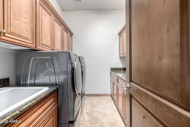 4328 N Pinnacle Ridge Cir, Mesa, AZ 85207 - laundry room with cabinet space, baseboards, and washer and clothes dryer