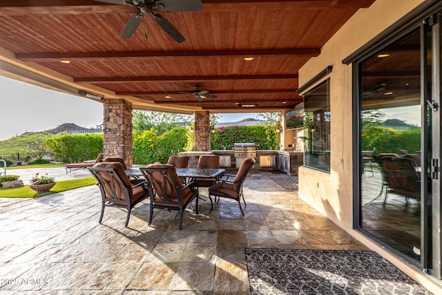 4328 N Pinnacle Ridge Cir, Mesa, AZ 85207 - view of patio / terrace with outdoor dining space and ceiling fan
