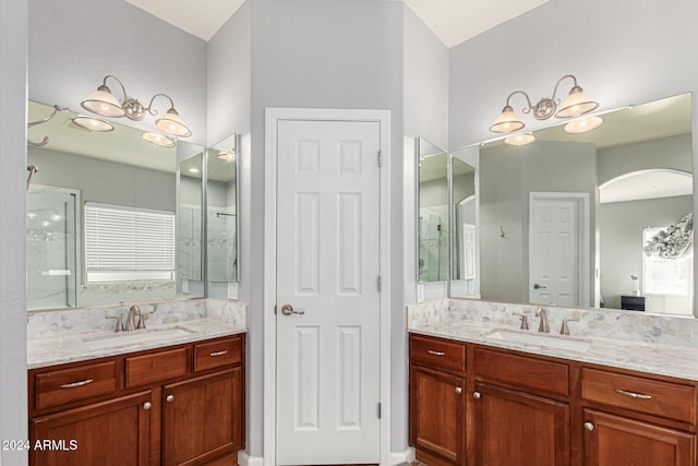 bathroom with vanity and backsplash