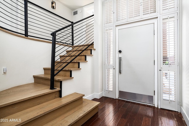 4434 E Camelback Rd Unit 132, Phoenix, AZ 85018 - foyer entrance with stairway and hardwood / wood-style floors