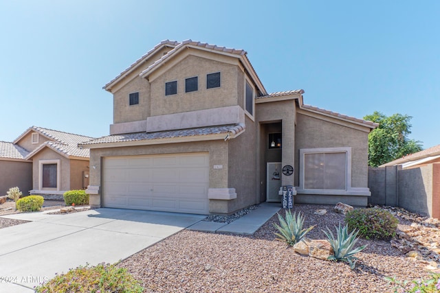 view of front property with a garage