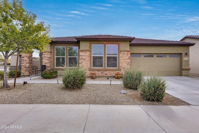 prairie-style house with a garage