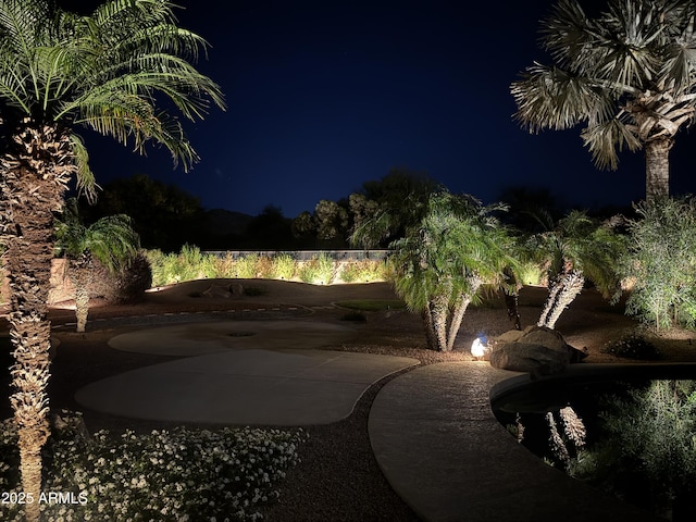 view of patio at twilight