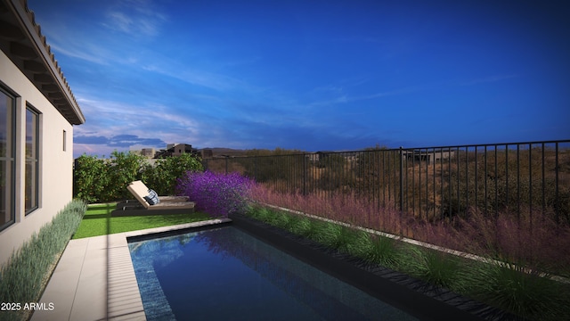 view of pool with a fenced backyard and a fenced in pool