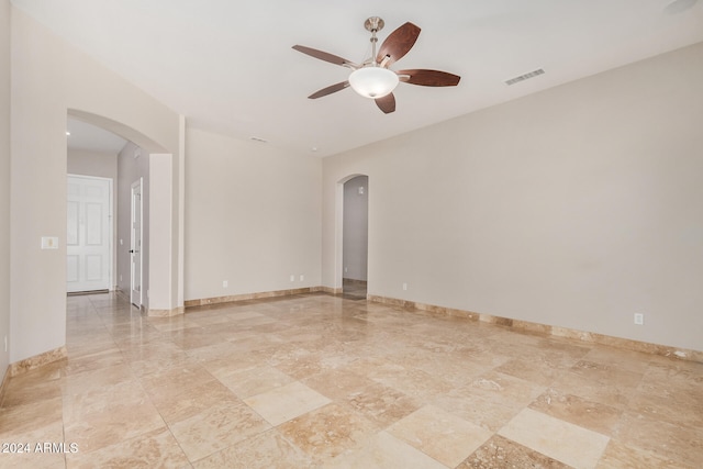 spare room featuring ceiling fan