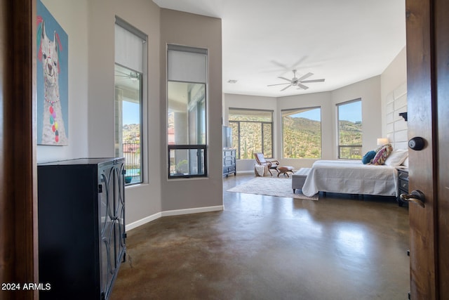 bedroom featuring ceiling fan