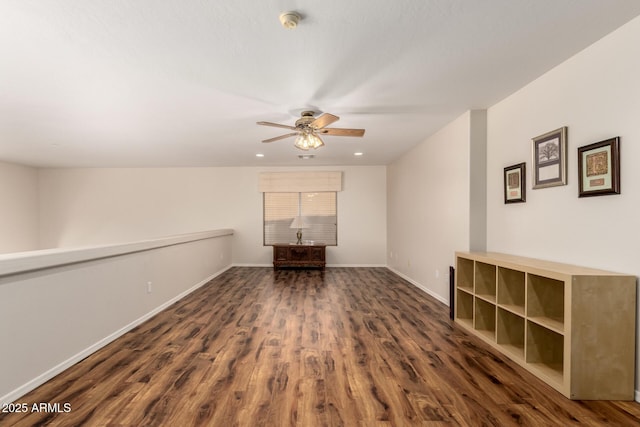 7247 W Buckskin Trl, Peoria, AZ 85383 - unfurnished room featuring a ceiling fan, dark wood-type flooring, a smoke detector, and recessed lighting