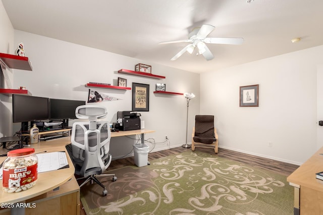 7247 W Buckskin Trl, Peoria, AZ 85383 - office featuring a ceiling fan and wood finished floors