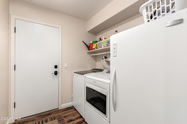 7247 W Buckskin Trl, Peoria, AZ 85383 - laundry room with separate washer and dryer and dark wood finished floors