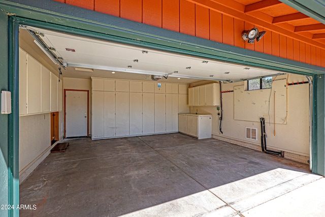 garage with a garage door opener