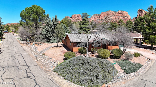 exterior space with a mountain view