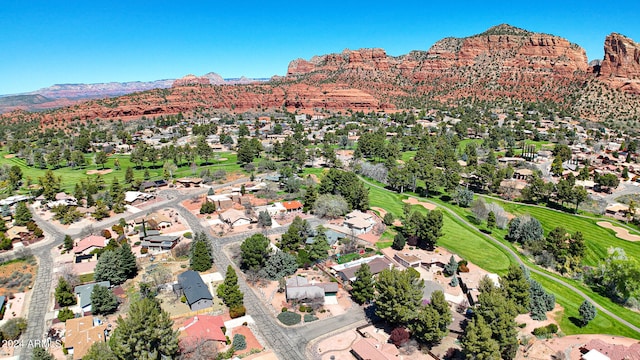 bird's eye view with a mountain view