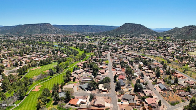 birds eye view of property with a mountain view