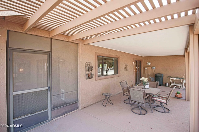 view of patio featuring a pergola