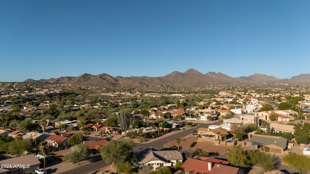 bird's eye view with a mountain view