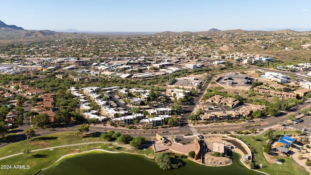 drone / aerial view featuring a mountain view