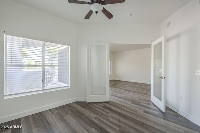 600 W Grove Pkwy Unit 2188, Tempe, AZ 85283 - spare room with french doors, dark wood-style flooring, and a ceiling fan