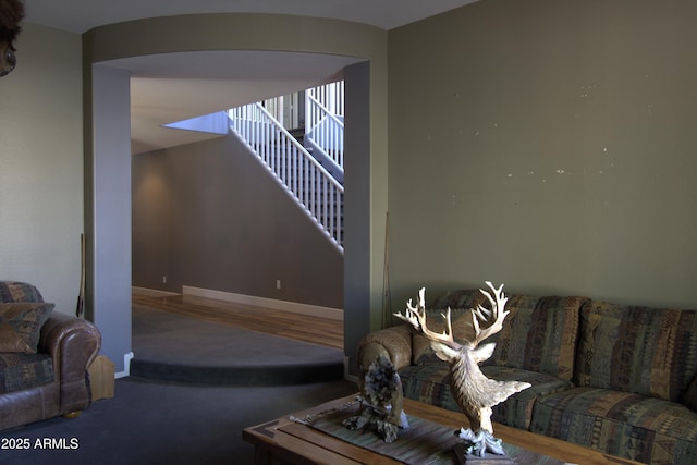 8920 S 40th Ln, Laveen, AZ 85339 - carpeted living room with baseboards and stairway
