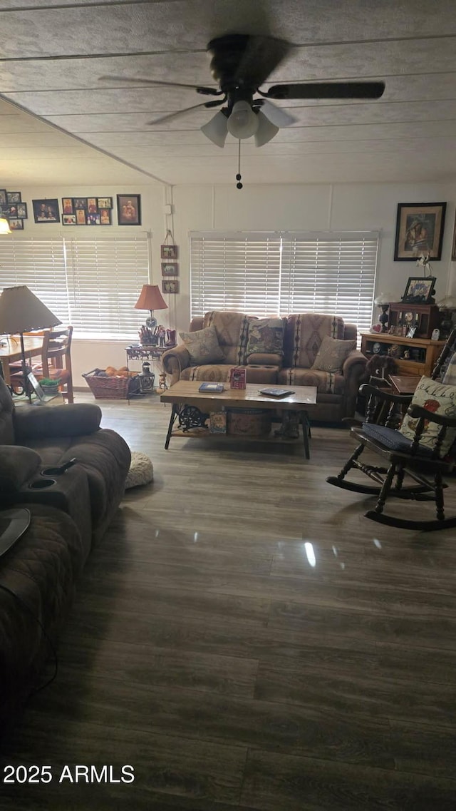 8920 S 40th Ln, Laveen, AZ 85339 - living area with ceiling fan and wood finished floors