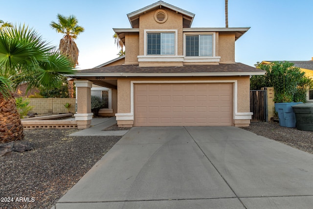 view of front facade featuring a garage