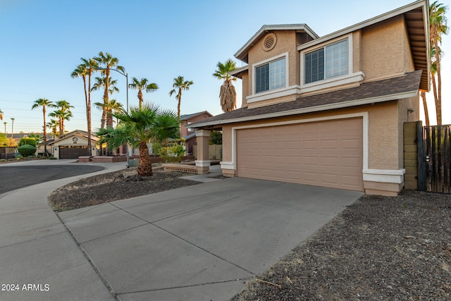 view of front of house with a garage